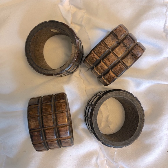 Carved wood napkin rings